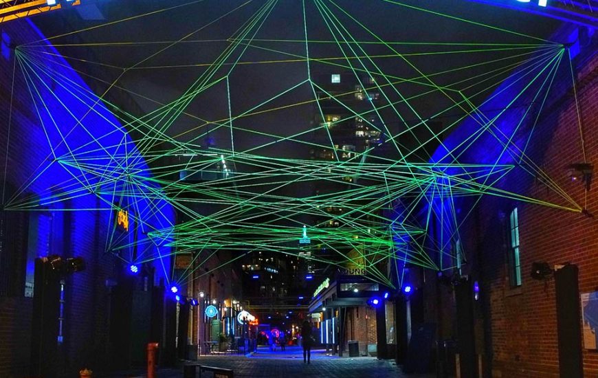 laser beams form part of the toronto light festival at the distillery district this winter