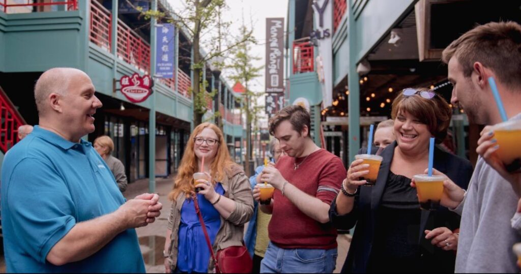 A group enjoying boba with Chicago Food Tours